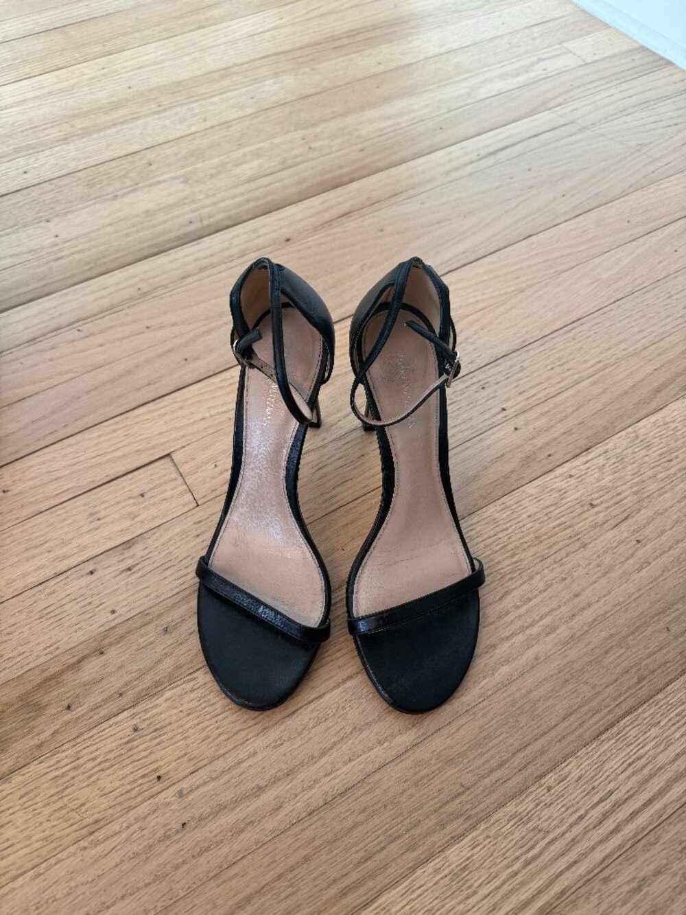 Stuart Weitzman Black Leather Strappy Stiletto Sandals